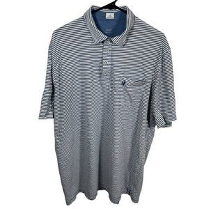 Johnnie-O Dante Polo Shirt Mens Size 2XL Blue Gray Stripe Oceanside Pocket Golf